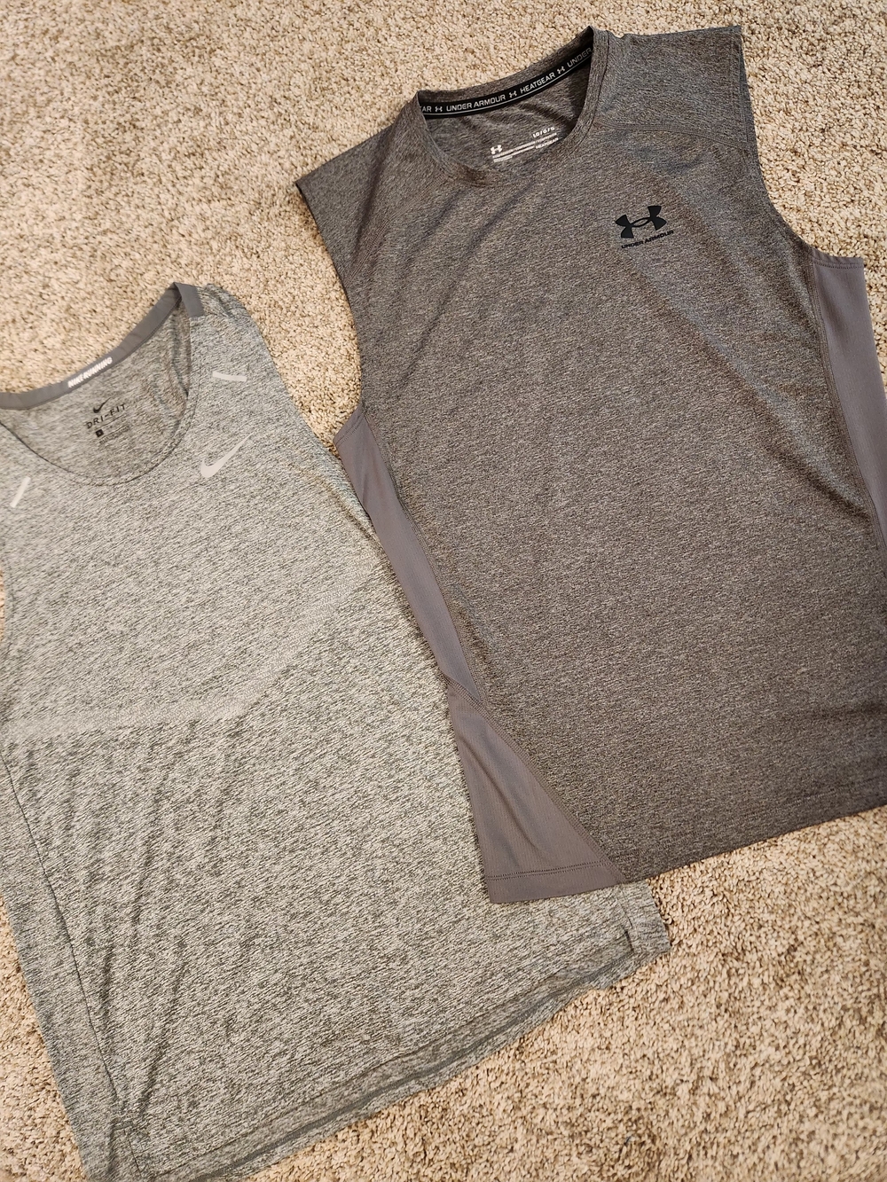 Under Armour & Nike Men's Gray Sleeveless Athletic Tanks
